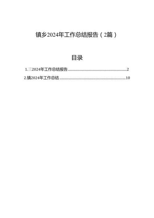 镇乡2024年工作总结报告（2篇）.docx