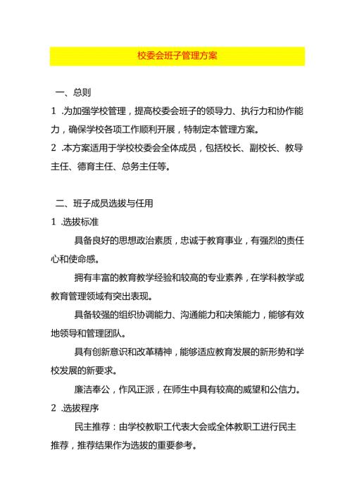 校委会班子管理方案.docx