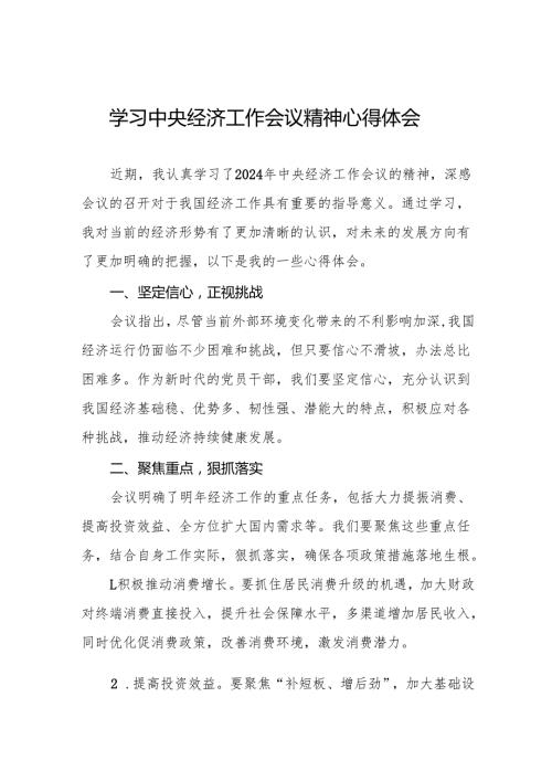 学习2024年中央经济工作会议精神学习体会精品范文11篇.docx