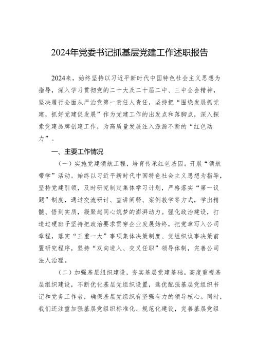 2024年乡党委书记抓基层党建工作述职报告.docx