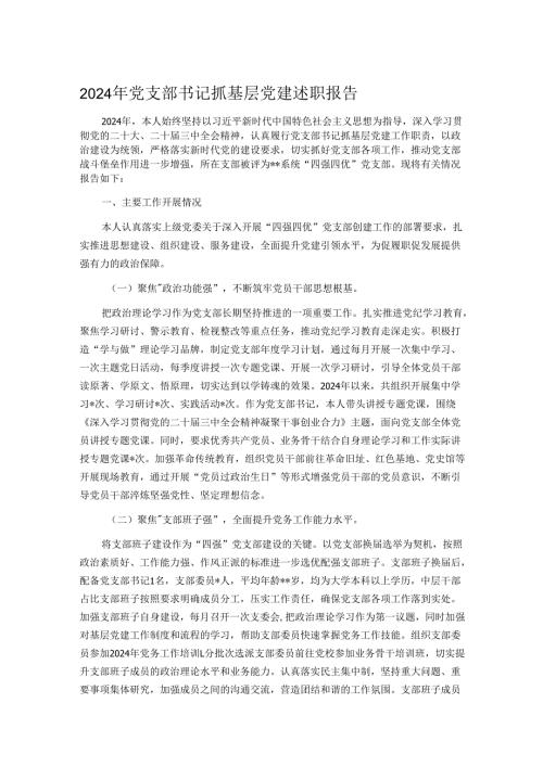 2024年党支部书记抓基层党建述职报告.docx
