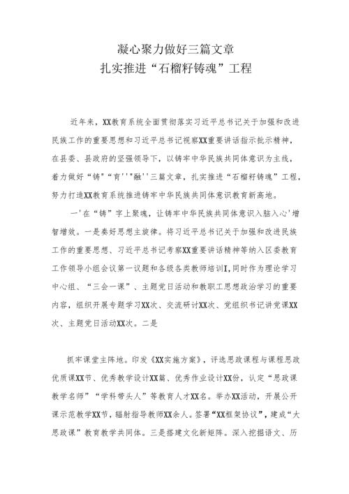 教育系统铸牢中华民族共同体意识工作总结.docx