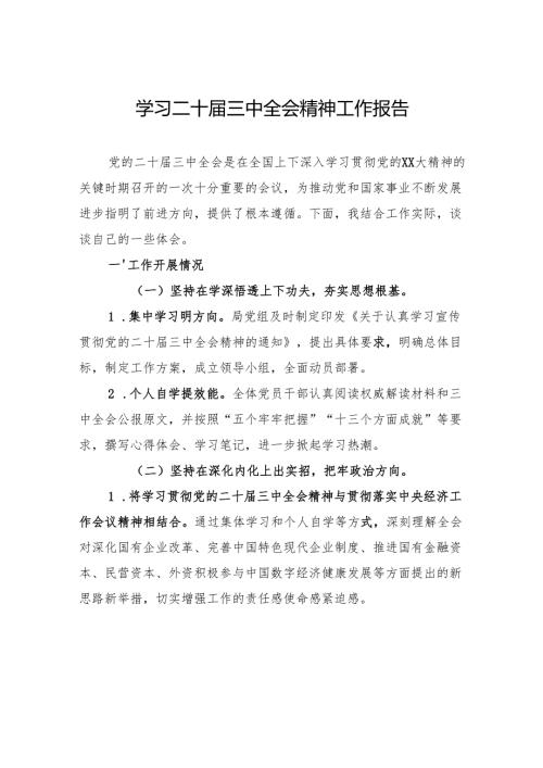 学习二十届三中全会精神工作报告 5篇.docx