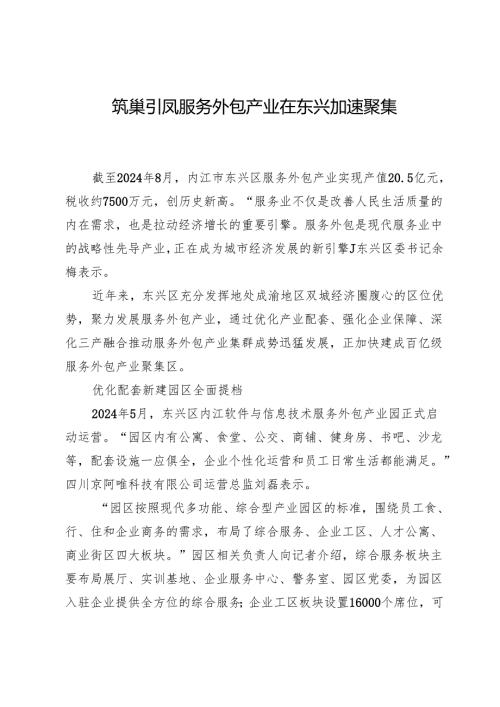 筑巢引凤服务外包产业在东兴加速聚集.docx