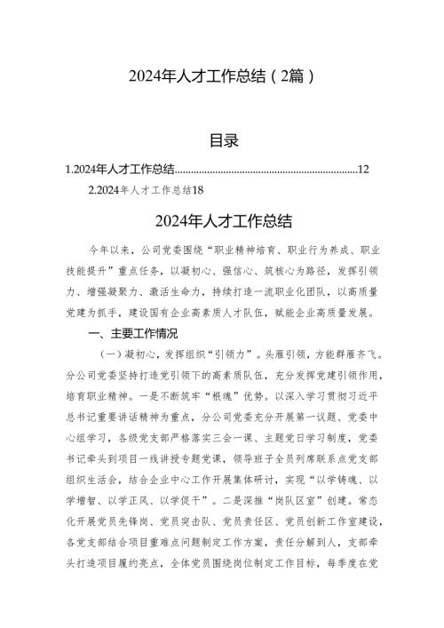 2024年人才工作总结（2篇）.docx