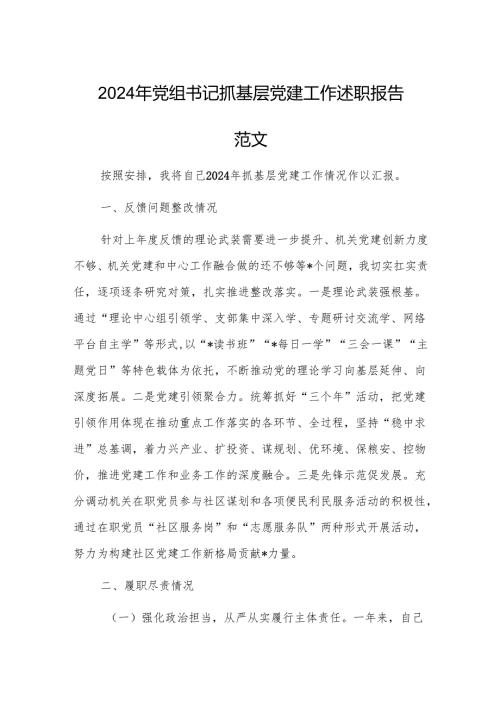 2024年党组书记抓基层党建工作述职报告范文.docx