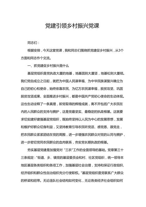党建引领乡村振兴党课.docx