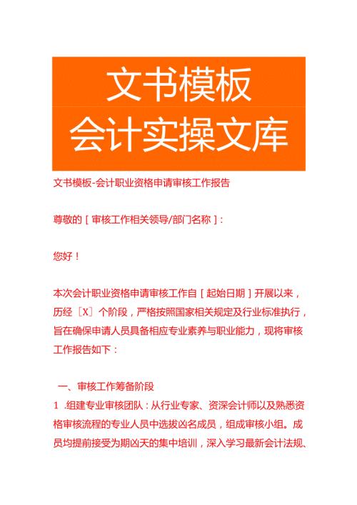 文书模板-会计职业资格申请审核工作报告.docx