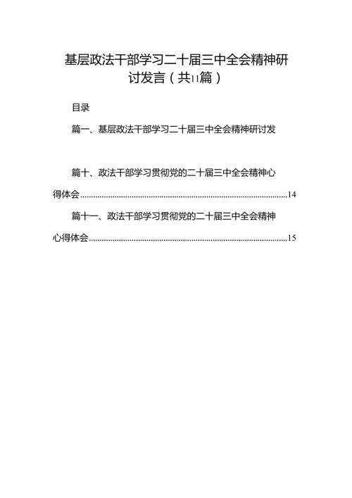 （11篇）基层政法干部学习二十届三中全会精神研讨发言范文.docx