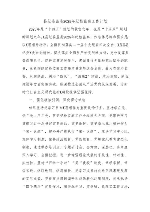 县纪委监委2025年纪检监察工作计划.docx