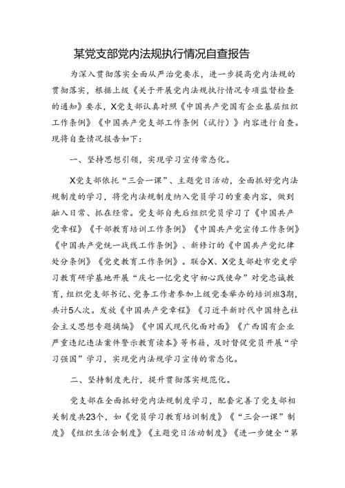 某党支部党内法规执行情况自查报告1.docx