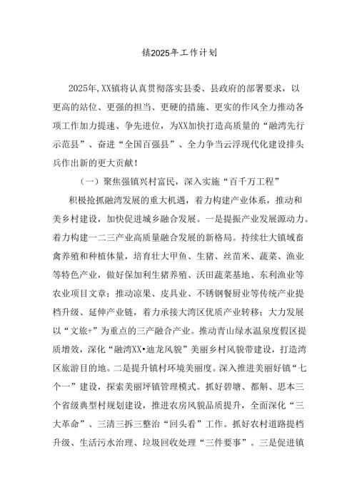 镇2025年工作计划.docx