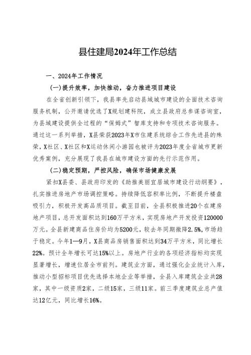 县住建局2024年工作总结 .docx