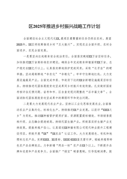 区2025年推进乡村振兴战略工作计划.docx
