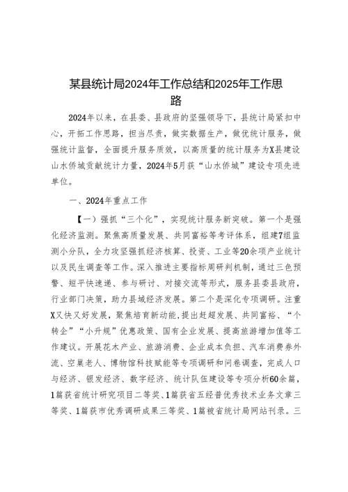 某县统计局2024年工作总结和2025年工作思路.docx