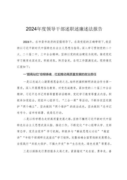 2024年度领导干部述职述廉述法报告（参考范文）.docx