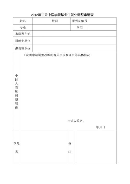 毕业生就业协议书补办申请表.docx