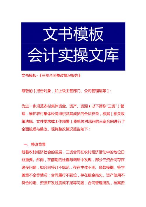 文书模板-《三资合同整改情况报告》.docx