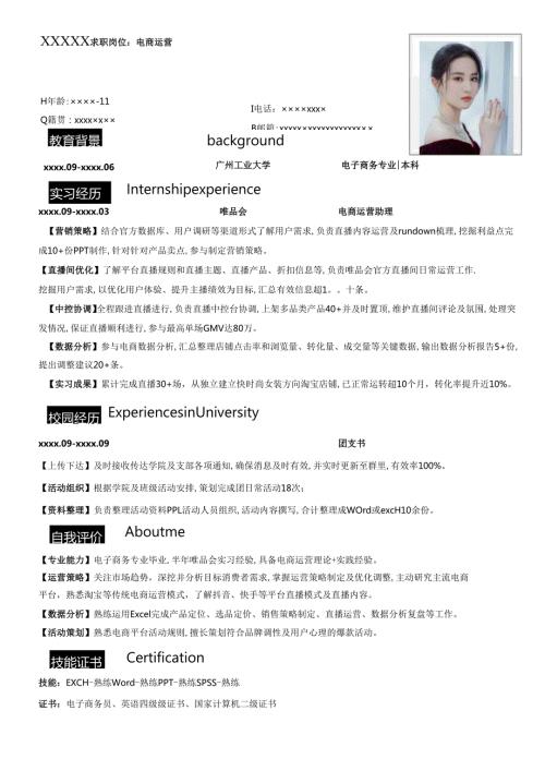 公司应届电商运营简历模板.docx