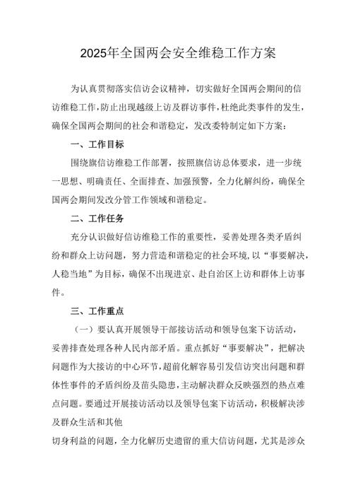 国企单位2025年《全国两会安全维稳》工作方案.docx