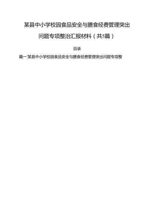 （5篇）某县中小学校园食品安全与膳食经费管理突出问题专项整治汇报材料范文.docx