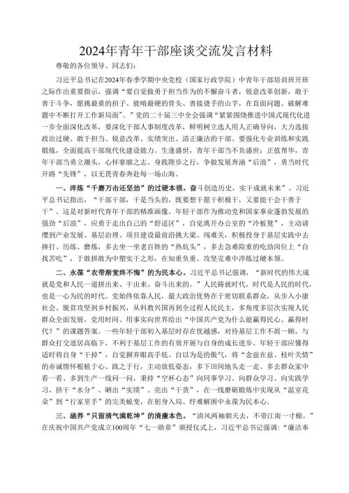 2024年青年干部座谈交流发言材料.docx