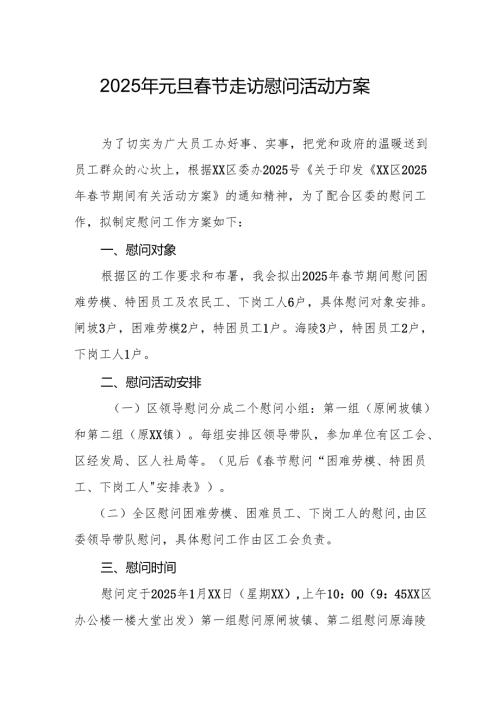 2025年事业单位开展《元旦春节走访慰问》活动方案 （合计5份）.docx