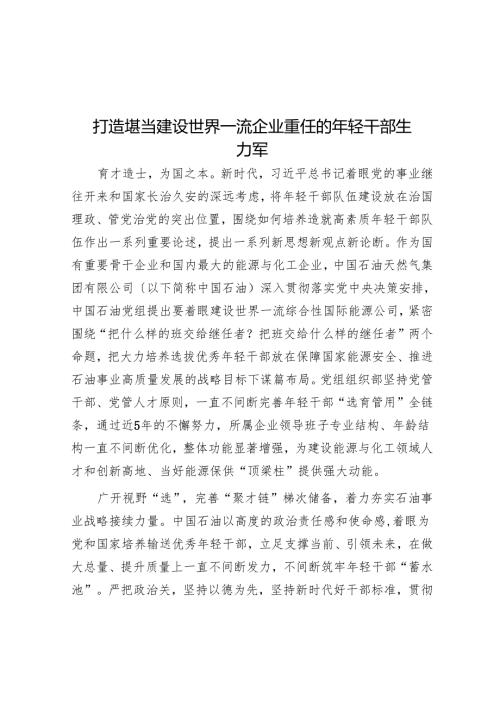 打造堪当建设世界一流企业重任的年轻干部生力军.docx