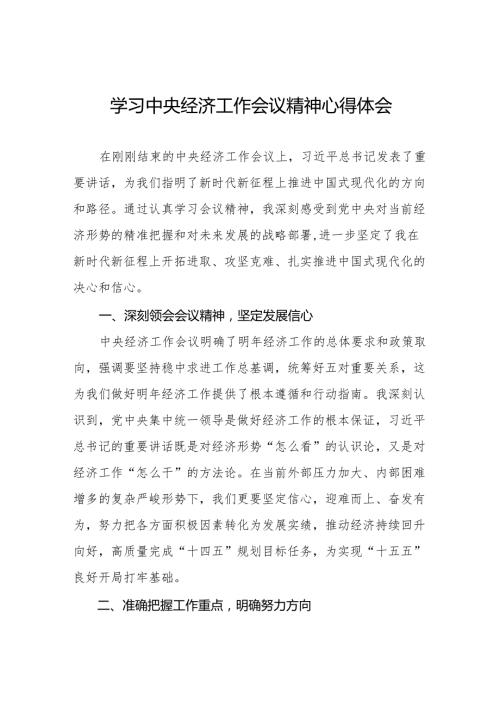 九篇2024年中央经济工作会议精神学习感悟精品范文.docx