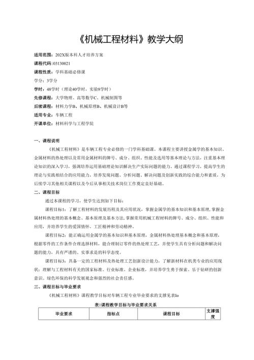 《机械工程材料》教学大纲.docx