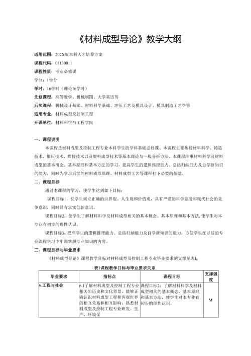 《材料成型导论》教学大纲.docx