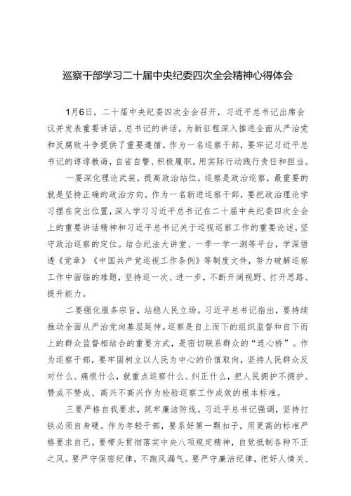 巡察干部学习二十届中央纪委四次全会精神心得体会.docx