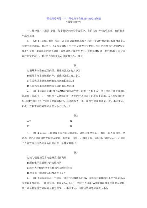 课时跟踪训练(十) 带电粒子在磁场中的运动问题.docx