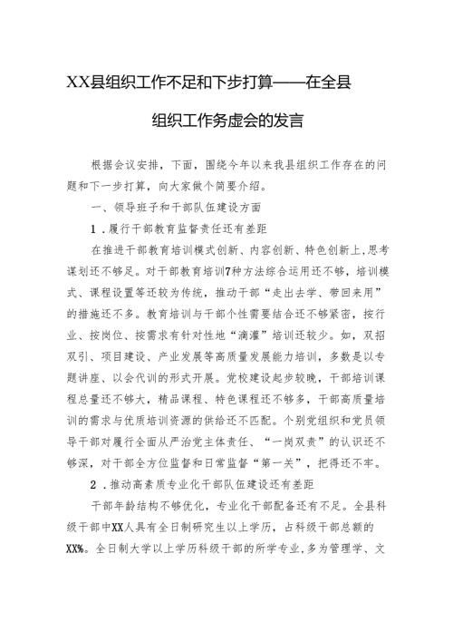 5在全县组织工作务虚会的发言（5篇）.docx