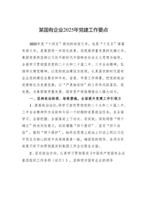 国有企业2025年党建工作要点 5篇.docx
