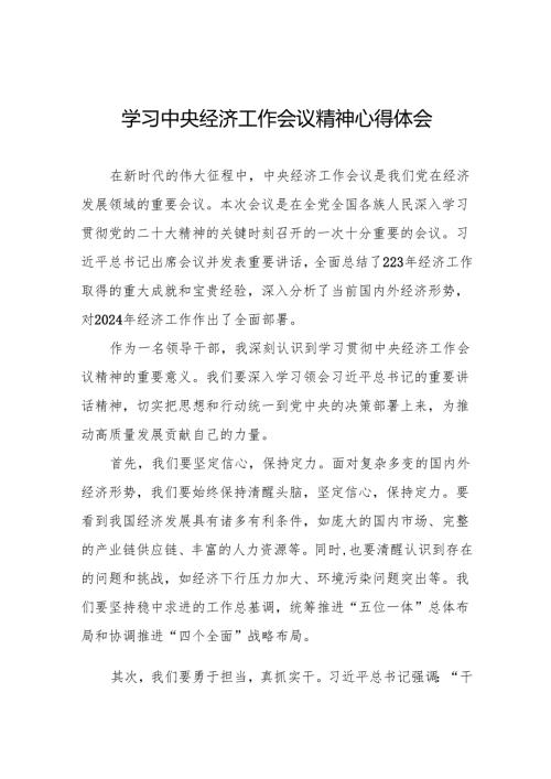 九篇领导干部学习贯彻2024年中央经济工作会议精神心得体会.docx