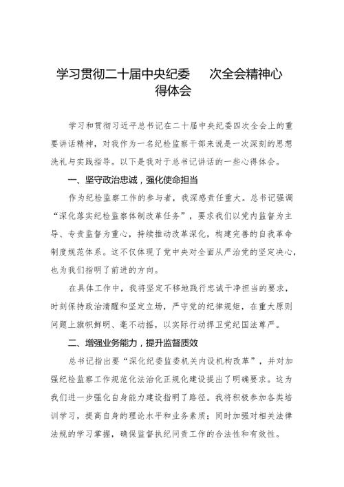 学习贯彻二十届中央纪委四次全会重要精神心得感悟6篇.docx