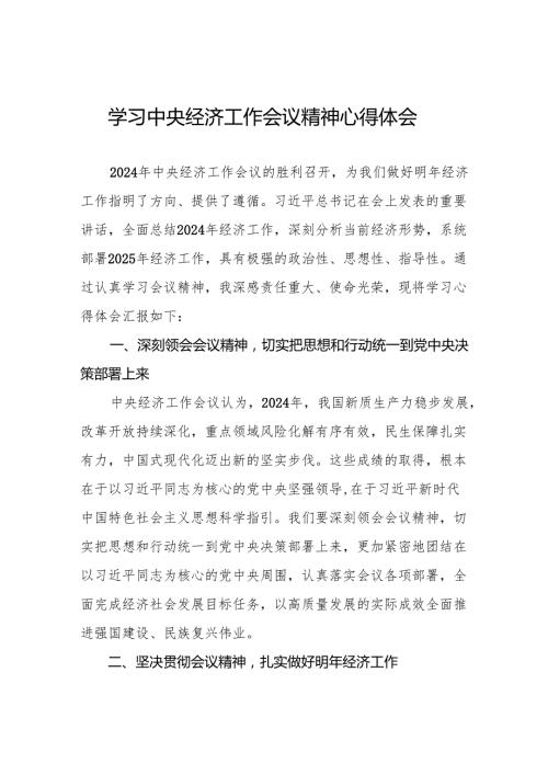 (最新版)2024年中央经济工作会议精神心得体会6篇.docx