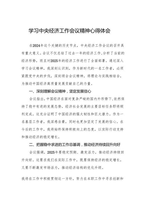 2024年中央经济工作会议精神学习心得体会6篇.docx