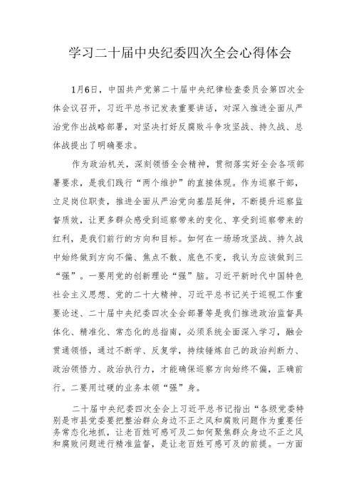 纪检干部学习二十届中央纪委四次全会个人心得体会 合计17份.docx