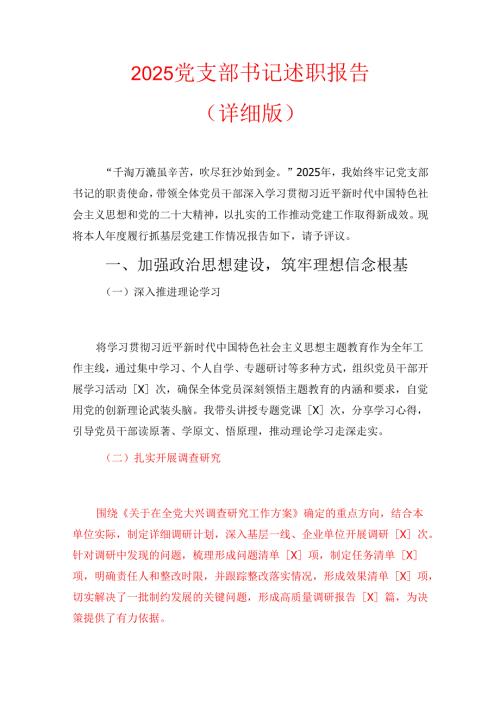 2025党支部书记述职报告（详细版）.docx