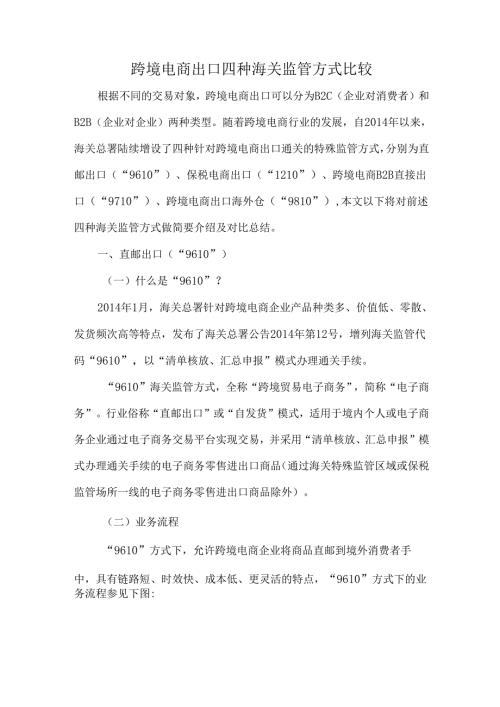跨境电商出口四种海关监管方式比较.docx