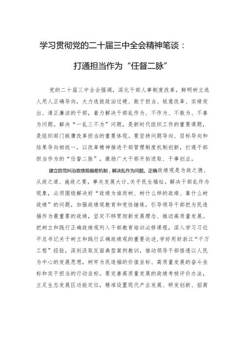学习贯彻党的二十届三中全会精神笔谈：打通担当作为“任督二脉”.docx
