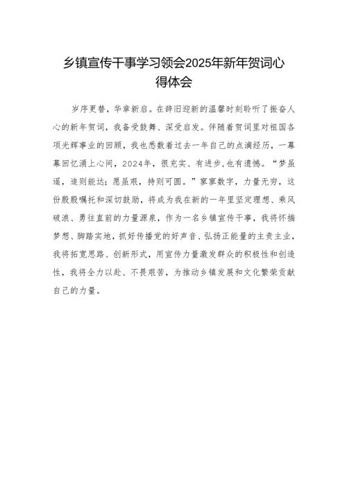 乡镇宣传干事学习领会2025年新年贺词心得体会.docx