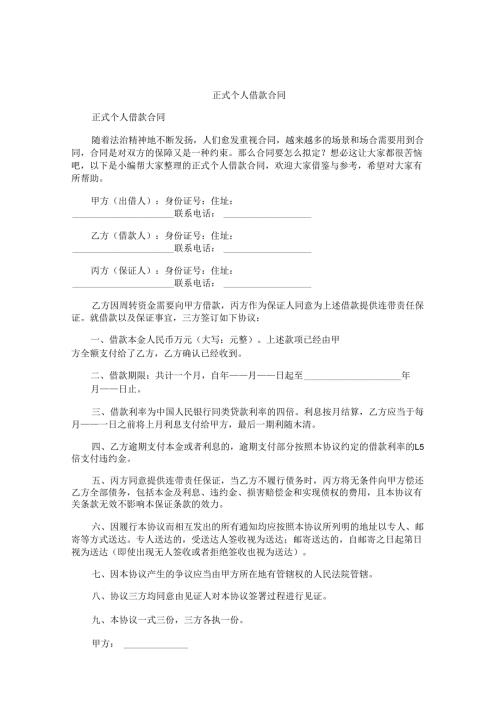 正式个人借款合同.docx