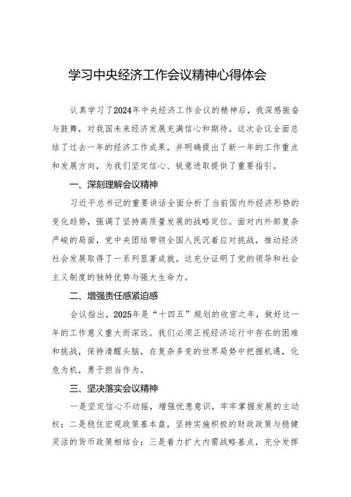 三篇统计局干部关于2024年中央经济工作会议精神学习心得体会.docx