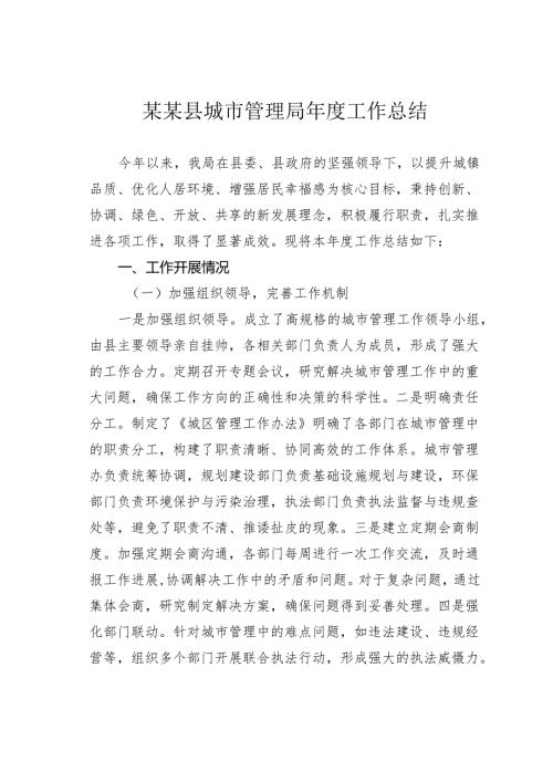 某某县城市管理局年度工作总结.docx
