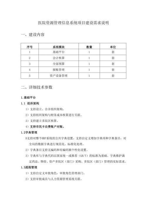 医院资源管理信息系统项目建设需求说明.docx