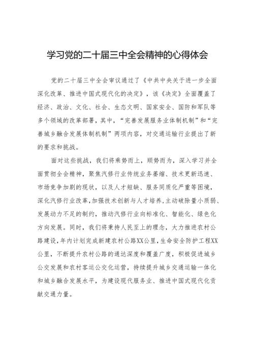 二十届三中全会精神学习体会研讨发言材料简要发言32篇.docx