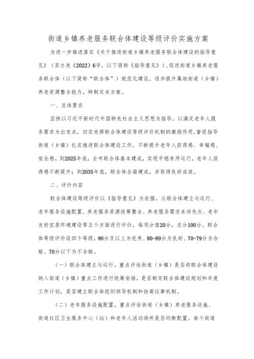 街道乡镇养老服务联合体建设等级评价实施方案.docx